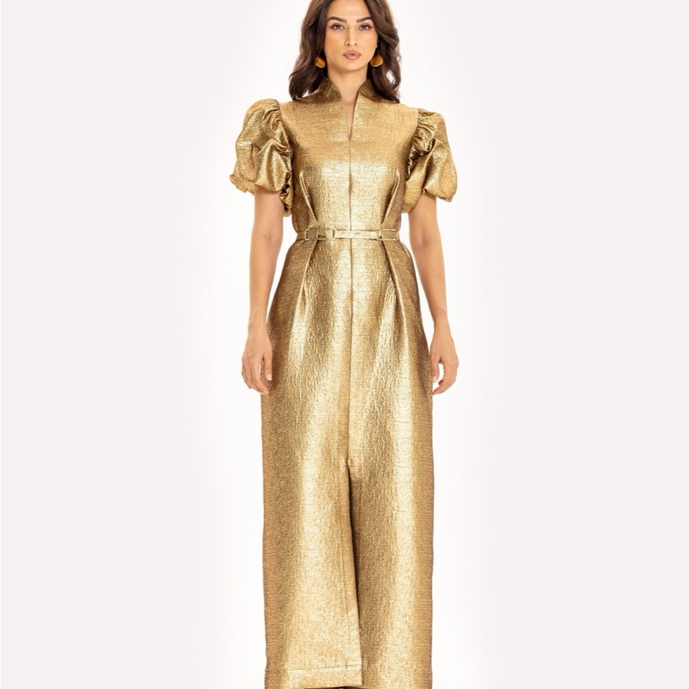Elegant Dubai Gold Maxi Dress